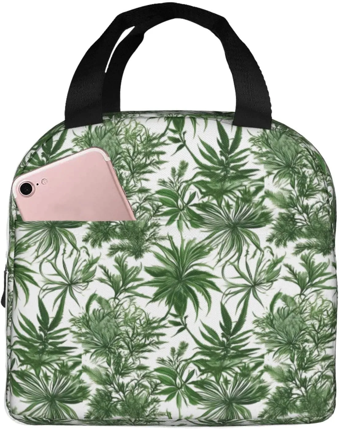 Flowering Herbs And Herbaceous Plants Print Lightweight Insulated Lunch Bag Beach Trips Work Hiking Camping Daily Organization