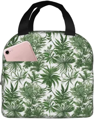 Flowering Herbs And Herbaceous Plants Print Lightweight Insulated Lunch Bag Beach Trips Work Hiking Camping Daily Organization
