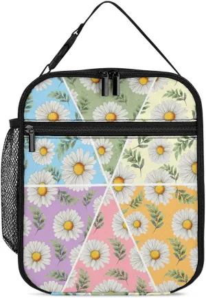 Flowers Daisy Lunch Box Bag for Boys Girls, Reusable Insulated Lunch Tote Bag for Teens Students, Portable Large Capacity Bento Box for Women Men Work Picnic School Travel