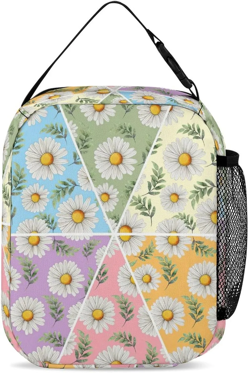 Flowers Daisy Lunch Box Bag for Boys Girls, Reusable Insulated Lunch Tote Bag for Teens Students, Portable Large Capacity Bento Box for Women Men Work Picnic School Travel