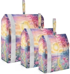 Flowers Field Dawn Packing Cubes Lightweight Luggage Organizer with Handle Travel Organizer Bags for Travel Clothes Suitcase
