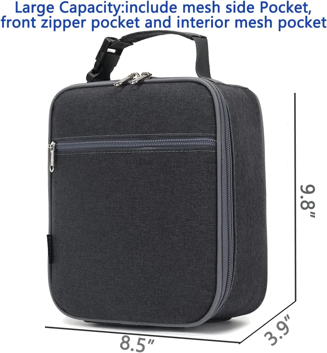 FlowFly Kids Lunch box Insulated Soft Bag Mini Cooler Back to School Thermal Meal Tote Kit for Girls, Boys, Dark