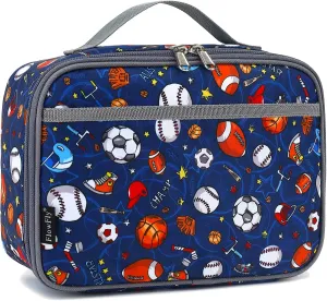 FlowFly Kids Lunch box Insulated Soft Bag Mini Cooler Back to School Thermal Meal Tote Kit for Girls, Boys,Football