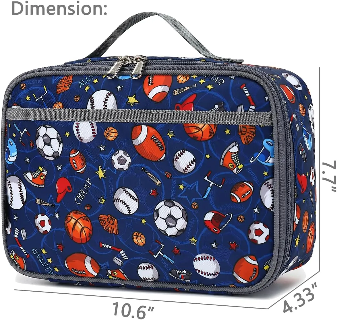 FlowFly Kids Lunch box Insulated Soft Bag Mini Cooler Back to School Thermal Meal Tote Kit for Girls, Boys,Football
