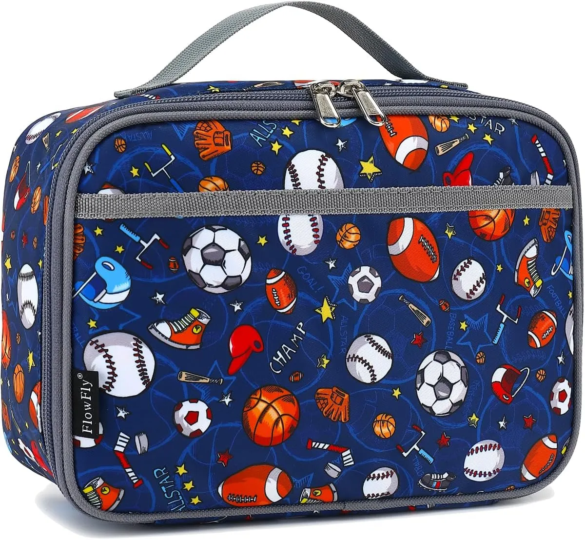FlowFly Kids Lunch box Insulated Soft Bag Mini Cooler Back to School Thermal Meal Tote Kit for Girls, Boys,Football