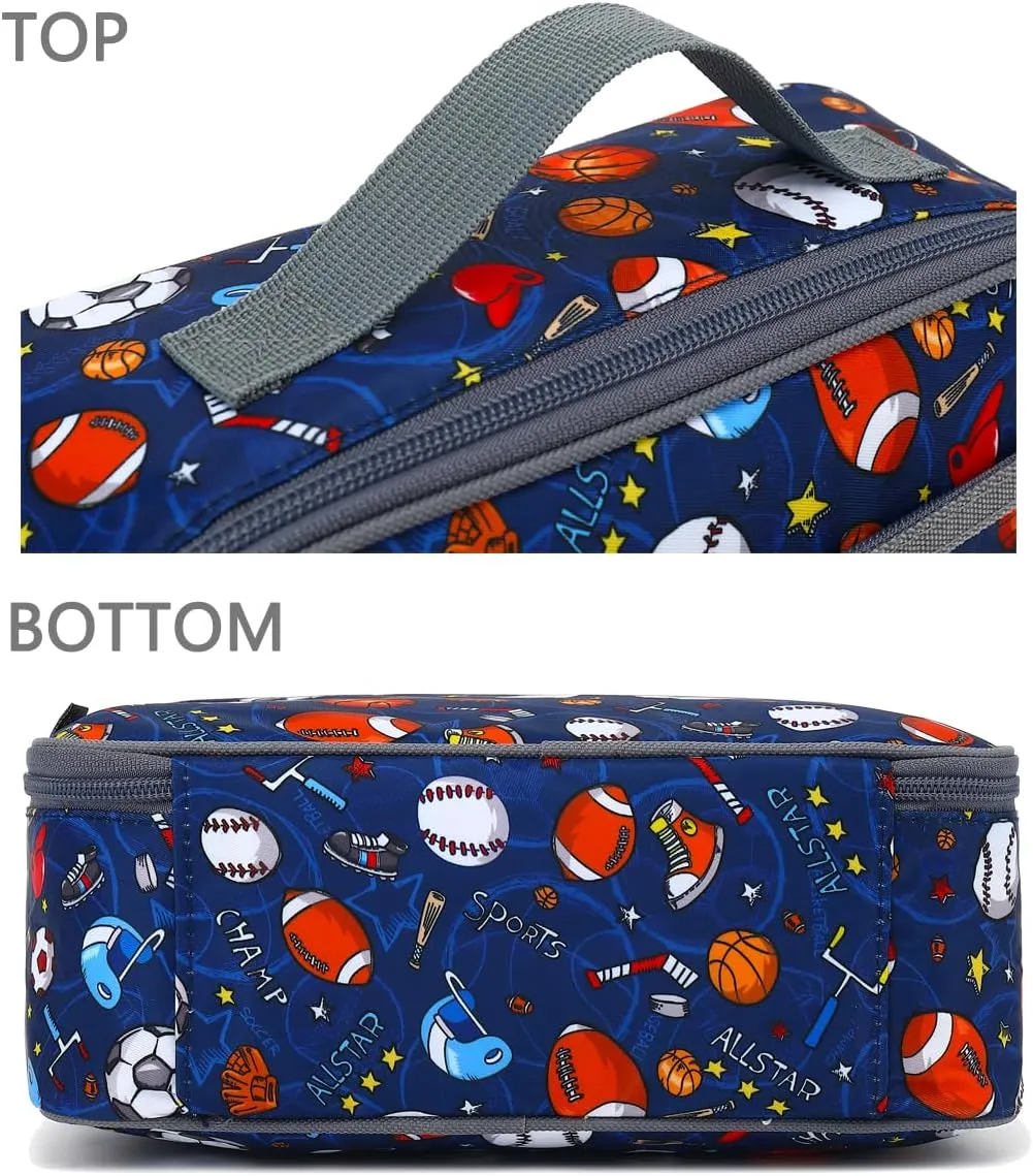 FlowFly Kids Lunch box Insulated Soft Bag Mini Cooler Back to School Thermal Meal Tote Kit for Girls, Boys,Football