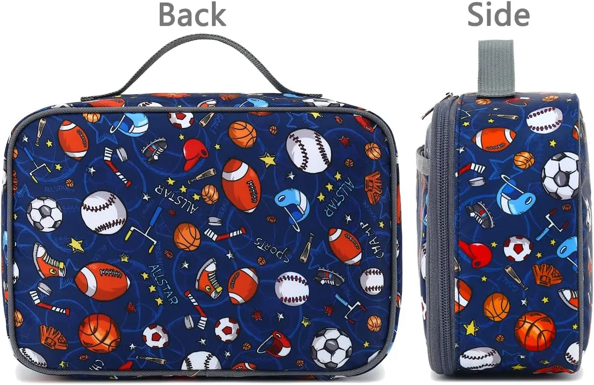 FlowFly Kids Lunch box Insulated Soft Bag Mini Cooler Back to School Thermal Meal Tote Kit for Girls, Boys,Football