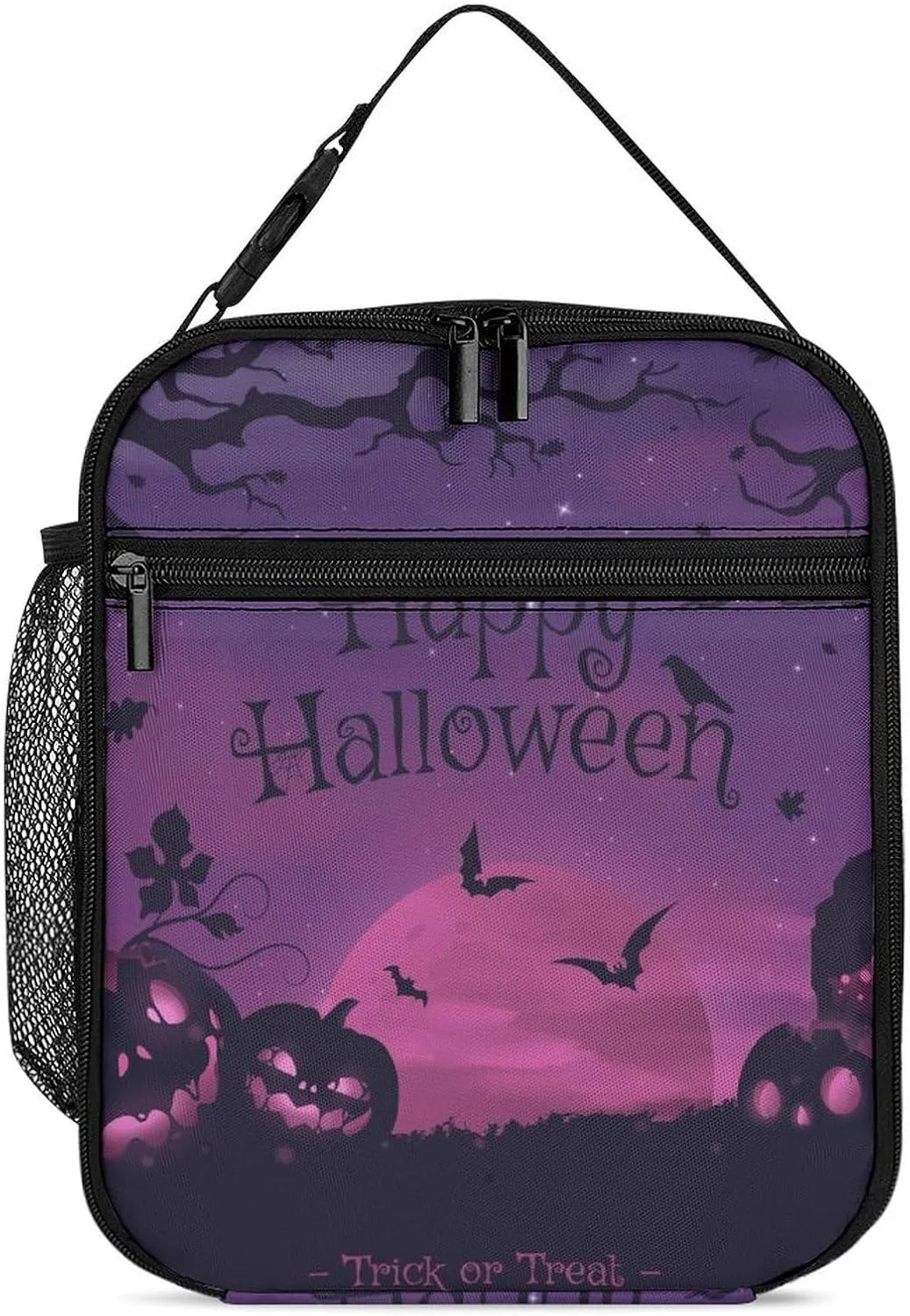 Fog-clouds-pumpkins-print1 Portable Insulated Lunch Bag for Men & Women, Cooler Thermal Lunch Box Perfect for Travel Picnic Office