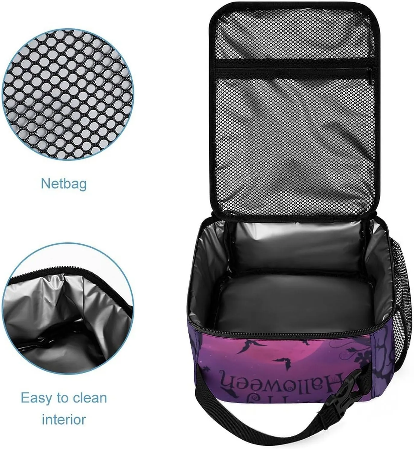 Fog-clouds-pumpkins-print1 Portable Insulated Lunch Bag for Men & Women, Cooler Thermal Lunch Box Perfect for Travel Picnic Office