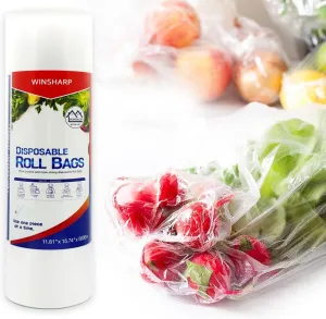Food Storage Roll BagsㅣDisposable Food Plastic Bags, Mini Plastic Bags, Plastic Bread Bags, Roll Plastic Bags, Plastic Produce Bag (Plastic Roll Bags- 500 PCS, Medium(9.84 x13.7(inch)) -1 EA)