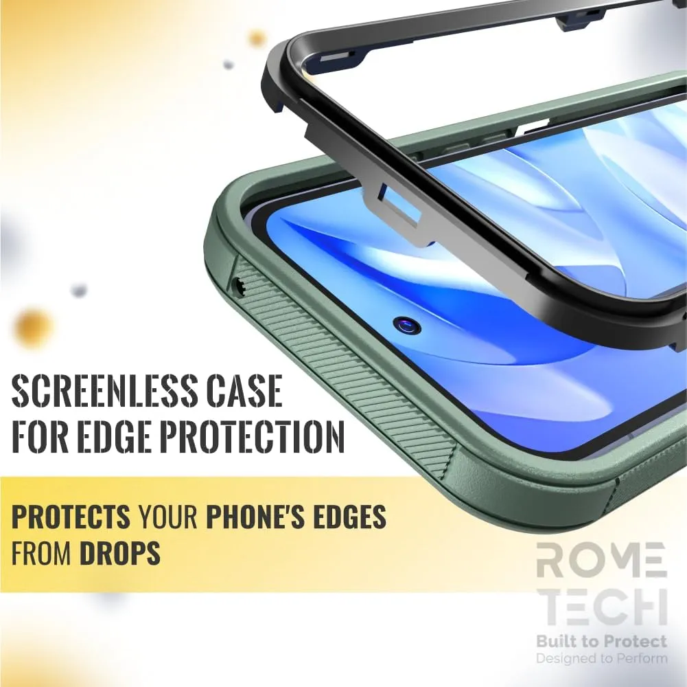 for Google Pixel 9a Case with Belt Clip Holster & Kickstand, Screenless Protective Dual-Layer Shockproof Phone Case for Google Pixel 9a - Army Green&Black