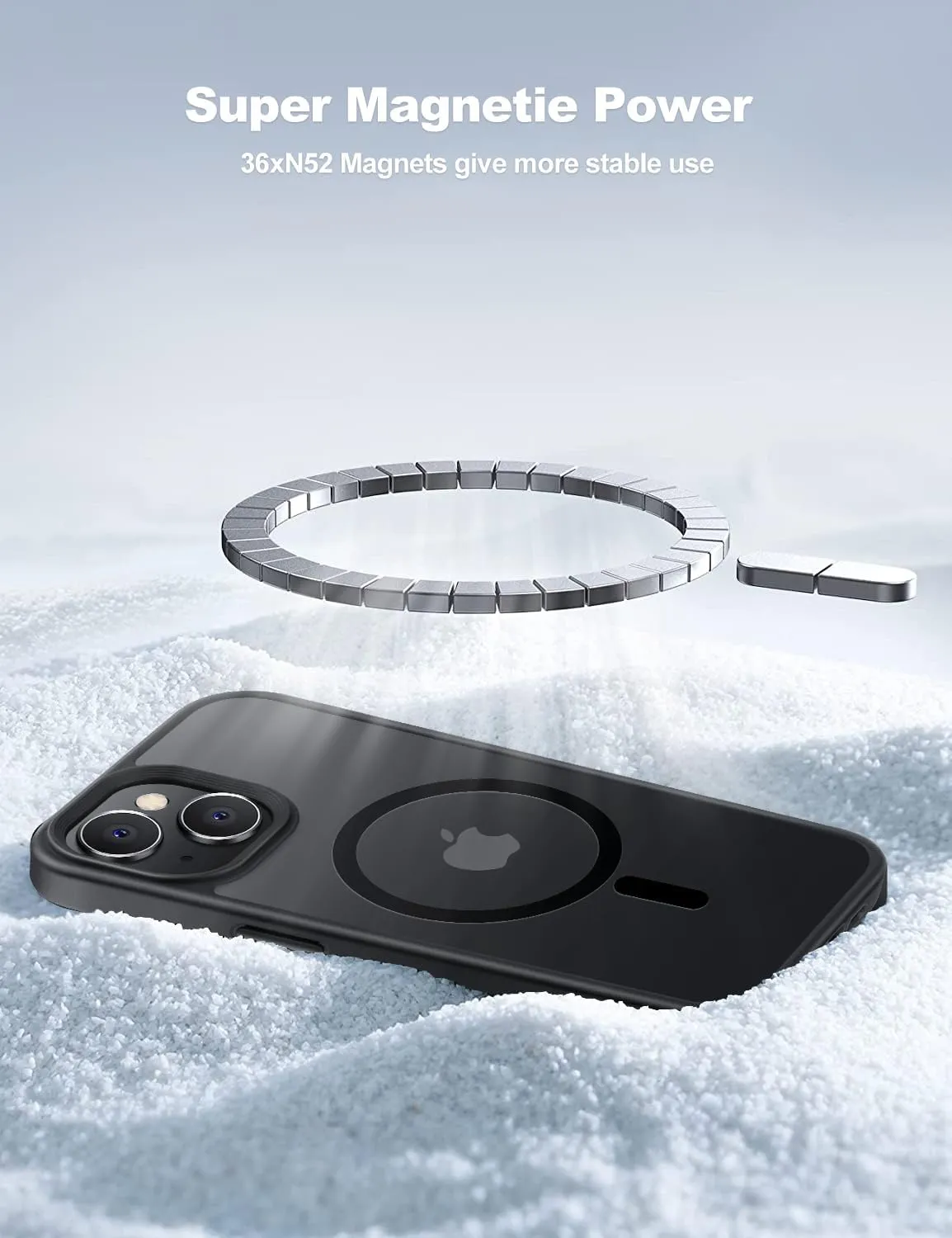 for iPhone 15 Plus&iPhone 14 Plus Phone Case Fits MagSafe 10FT Drop Resistant Matte Skin Feeling Back Cover for iPhone 15 Plus&iPhone 14 Plus Case，Black