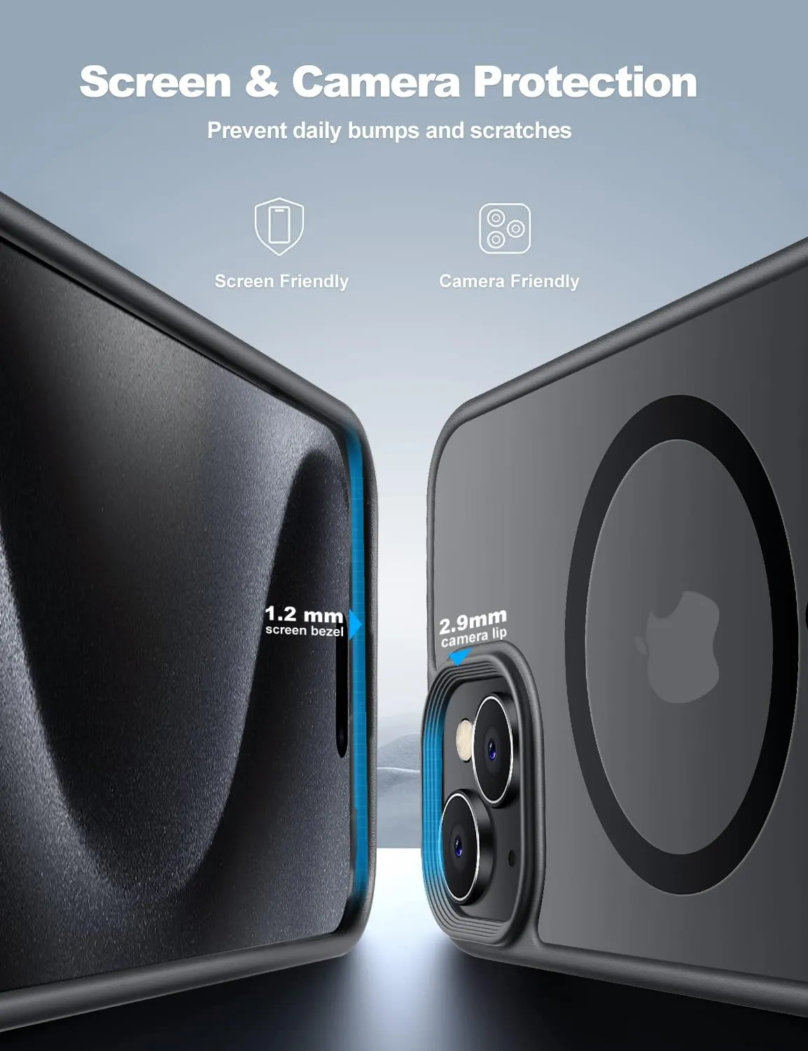 for iPhone 15 Plus&iPhone 14 Plus Phone Case Fits MagSafe 10FT Drop Resistant Matte Skin Feeling Back Cover for iPhone 15 Plus&iPhone 14 Plus Case，Black