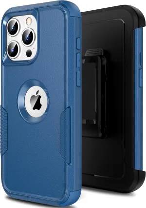 for iPhone 15 Pro Max Case : Heavy Duty Military Grade Drop Protective Case with Belt Clip [2X Screen Protectors   Camera Lens Protector] for iPhone 15 Pro Max 6.7", Blue-A