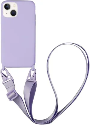 for iPhone 16 Plus,Crossbody Phone Case with Shoulder Strap Soft Silicone Case with Adjustable Lanyard Cute Cool Wireless Charging Shockproof Protector Women Purple