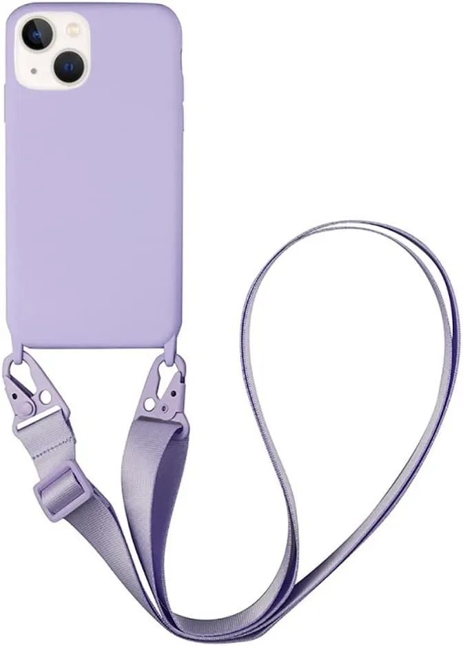 for iPhone 16 Plus,Crossbody Phone Case with Shoulder Strap Soft Silicone Case with Adjustable Lanyard Cute Cool Wireless Charging Shockproof Protector Women Purple