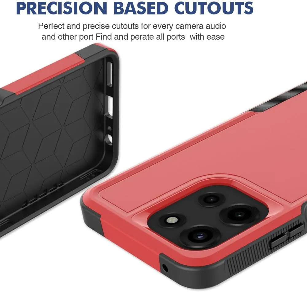 for Motorola Moto G 2025 Case: Dual Layer Protective Heavy Duty Cell Phone Cover Shockproof Rugged with HD Screen Protector - Military Protection Bumper Tough - Motorola Moto G 2025, Red