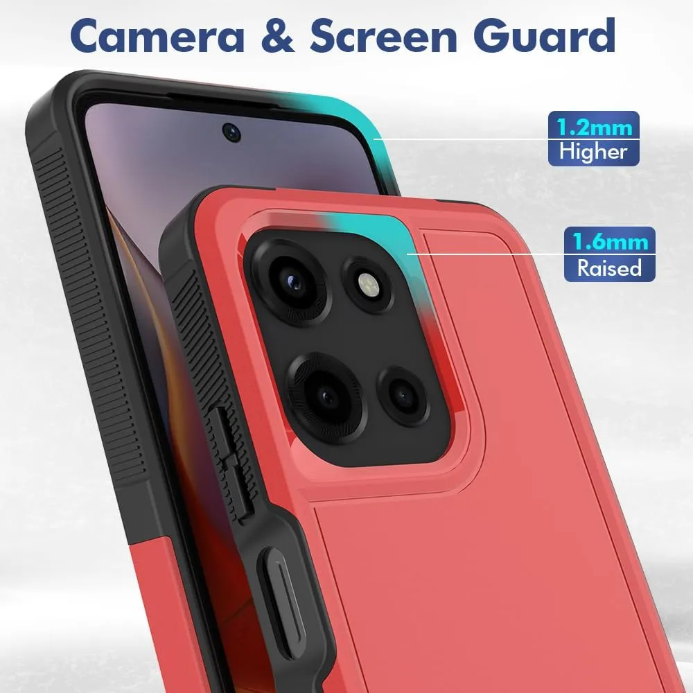 for Motorola Moto G 2025 Case: Dual Layer Protective Heavy Duty Cell Phone Cover Shockproof Rugged with HD Screen Protector - Military Protection Bumper Tough - Motorola Moto G 2025, Red