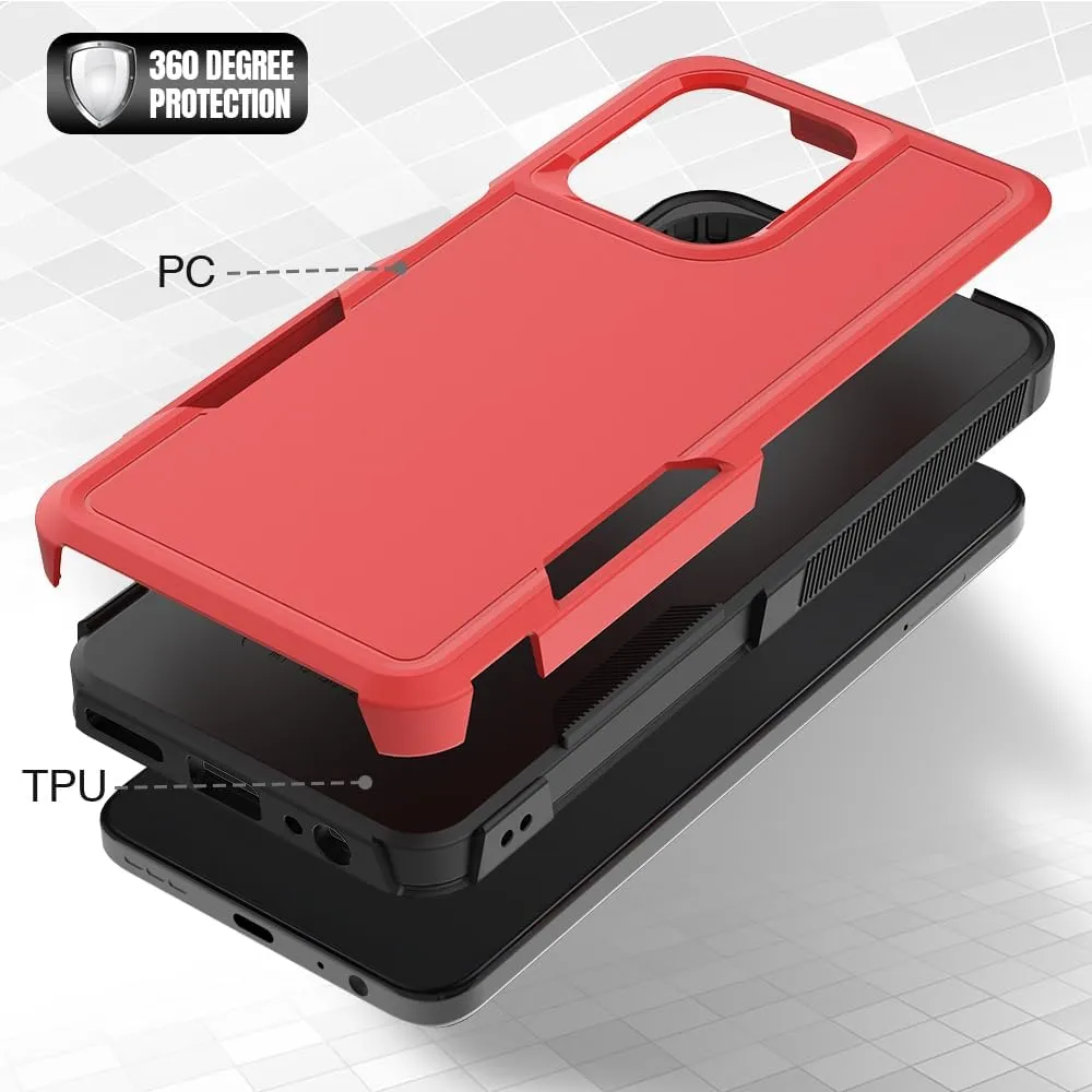 for Motorola Moto G 2025 Case: Dual Layer Protective Heavy Duty Cell Phone Cover Shockproof Rugged with HD Screen Protector - Military Protection Bumper Tough - Motorola Moto G 2025, Red