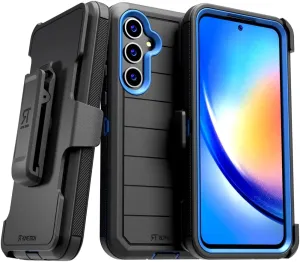 for Samsung A35 5G Case with Belt Clip Holster & Kickstand, Screenless Protective Dual-Layer Shockproof Phone Case for A35 5G - Black & Blue