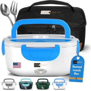 FORABEST Electric Lunch Box for Adults – 80W Fast-Heated Lunch Box, 1.5L Stainless Steel Portable Food Warmer, 12/24V for Car/Truck & 110/220V for Office/Travel – Lonchera Eléctrica Portátil