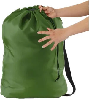 FOREST GREEN Summer Camp Laundry Bag, Heavy Duty w/Shoulder Strap, 22" x 28", Child Size, Small for Cruise, Water Resistant, Holds 2 Loads or 35 lbs, Dorm, Store Blankets, Yarn, Fabric & Clothes