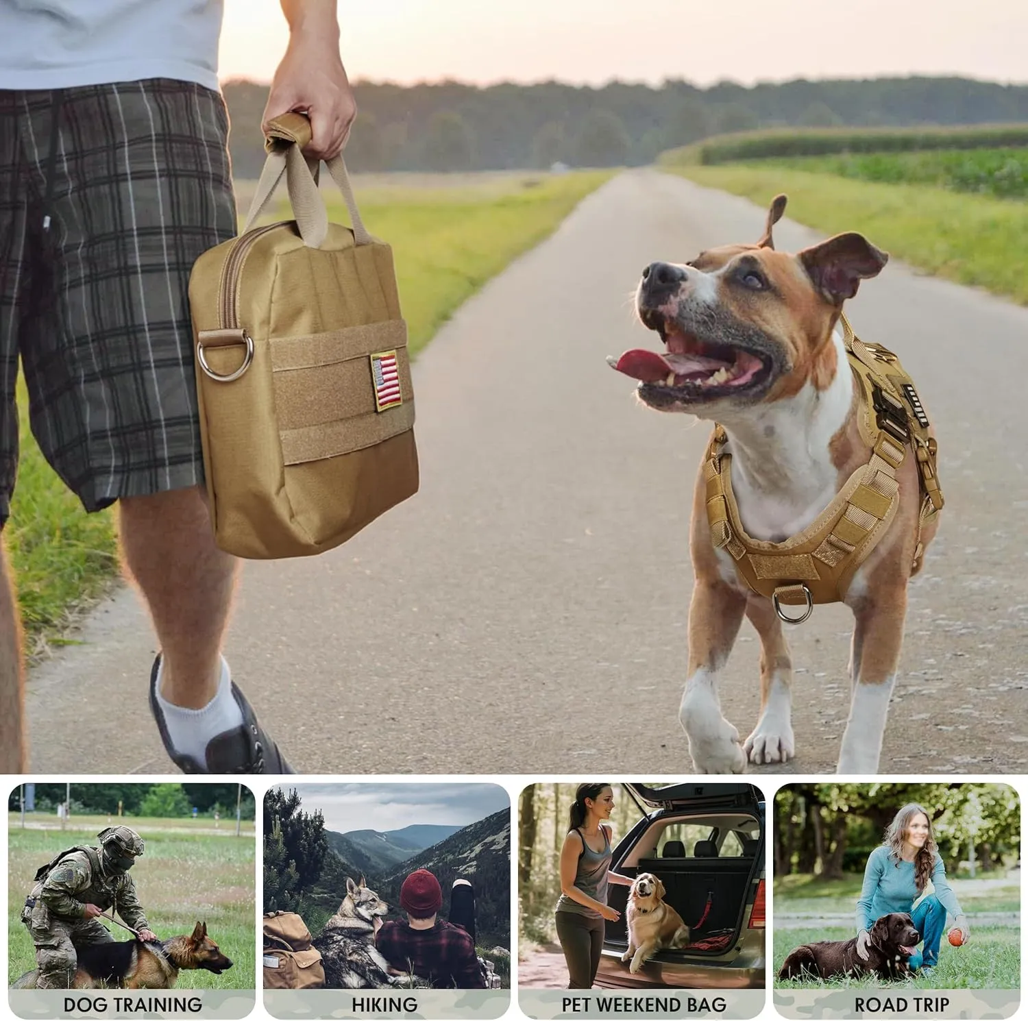 Forestpaw Molle Pouch with Handle,Tactical Dog Harness Storage Bag,Utility Bag for Outdoor Activities-14 L X 9" H X 3" W