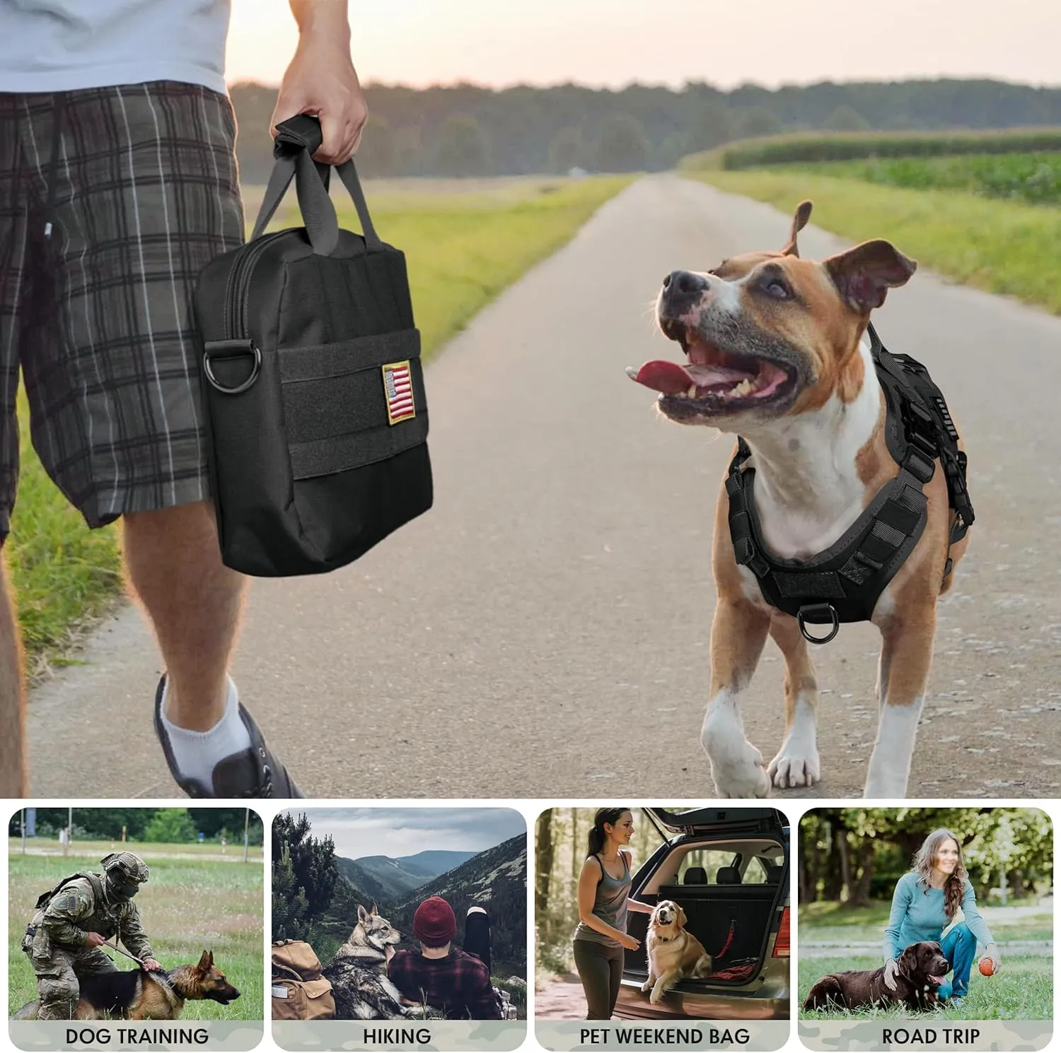 Forestpaw Molle Pouch with Handle,Tactical Dog Harness Storage Bag,Utility Bag for Outdoor Activities-14 L X 9" H X 3" W