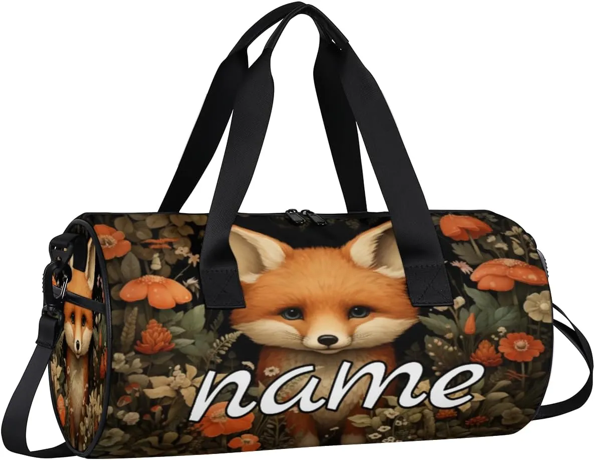 Fox Flowers Personalized Dance Bags, Fox Flowers Custom Sport Duffel Bag Travel Duffle Bag Overnight Weekender Bag