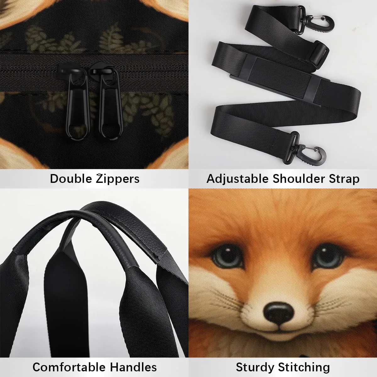 Fox Flowers Personalized Dance Bags, Fox Flowers Custom Sport Duffel Bag Travel Duffle Bag Overnight Weekender Bag