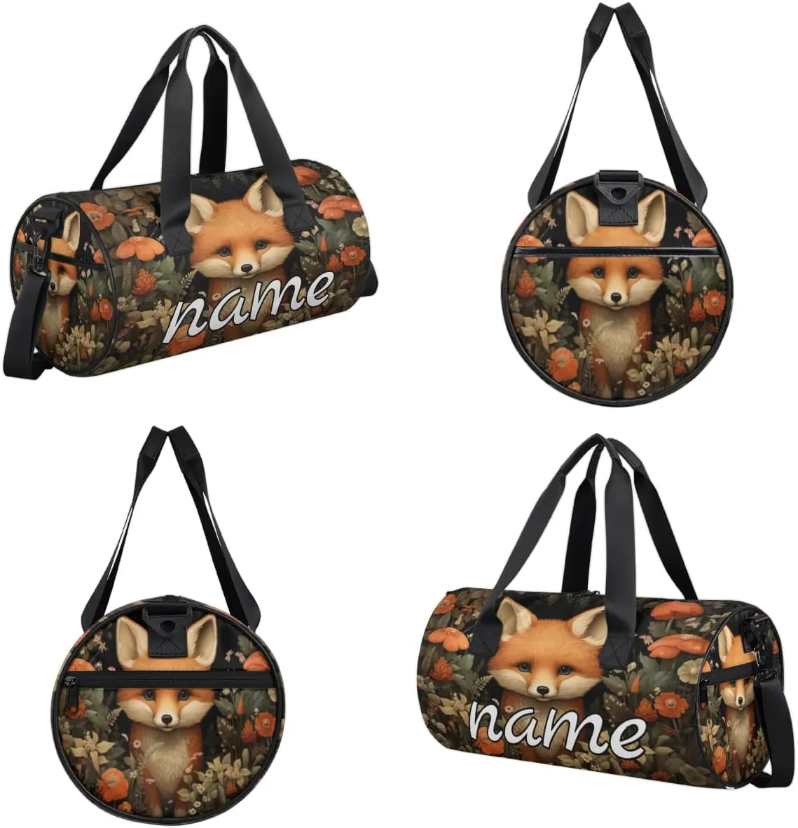 Fox Flowers Personalized Dance Bags, Fox Flowers Custom Sport Duffel Bag Travel Duffle Bag Overnight Weekender Bag