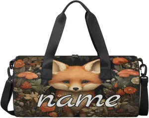 Fox Flowers Personalized Dance Bags, Fox Flowers Custom Sport Duffel Bag Travel Duffle Bag Overnight Weekender Bag