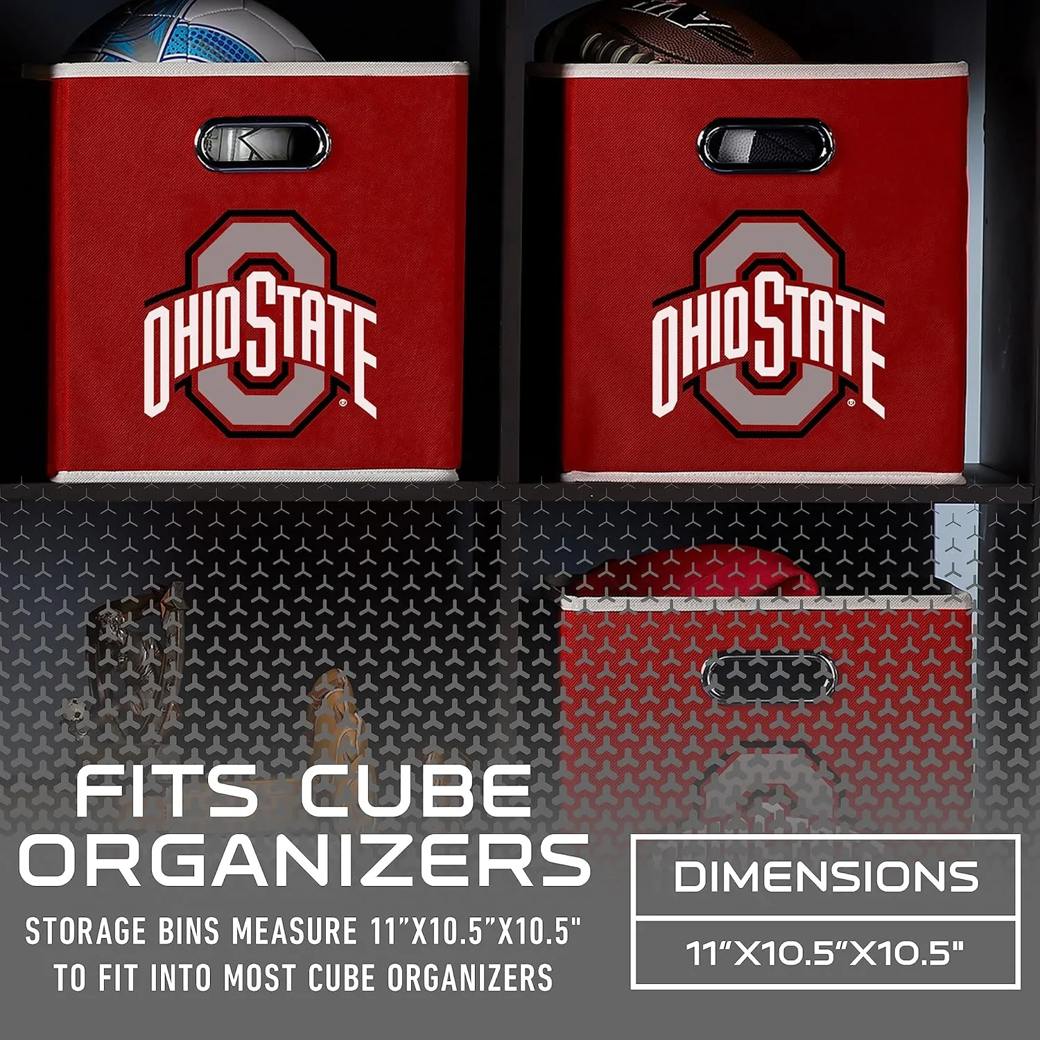 Franklin Sports NCAA College Team Fabric Storage Cubes Made to Fit Storage Bin Organizers
