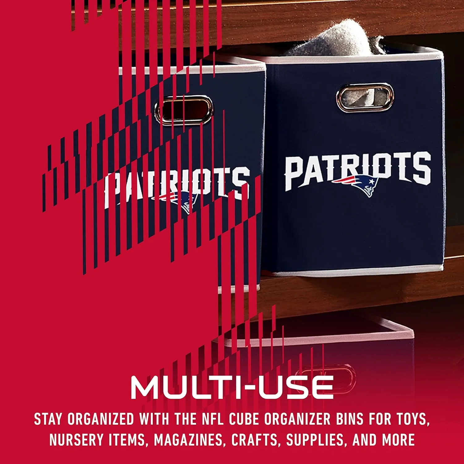 Franklin Sports NFL Storage Bins - Collapsible Cube Container   Storage Basket - NFL Office, Bedroom   Living Room Décor - 11"x11"
