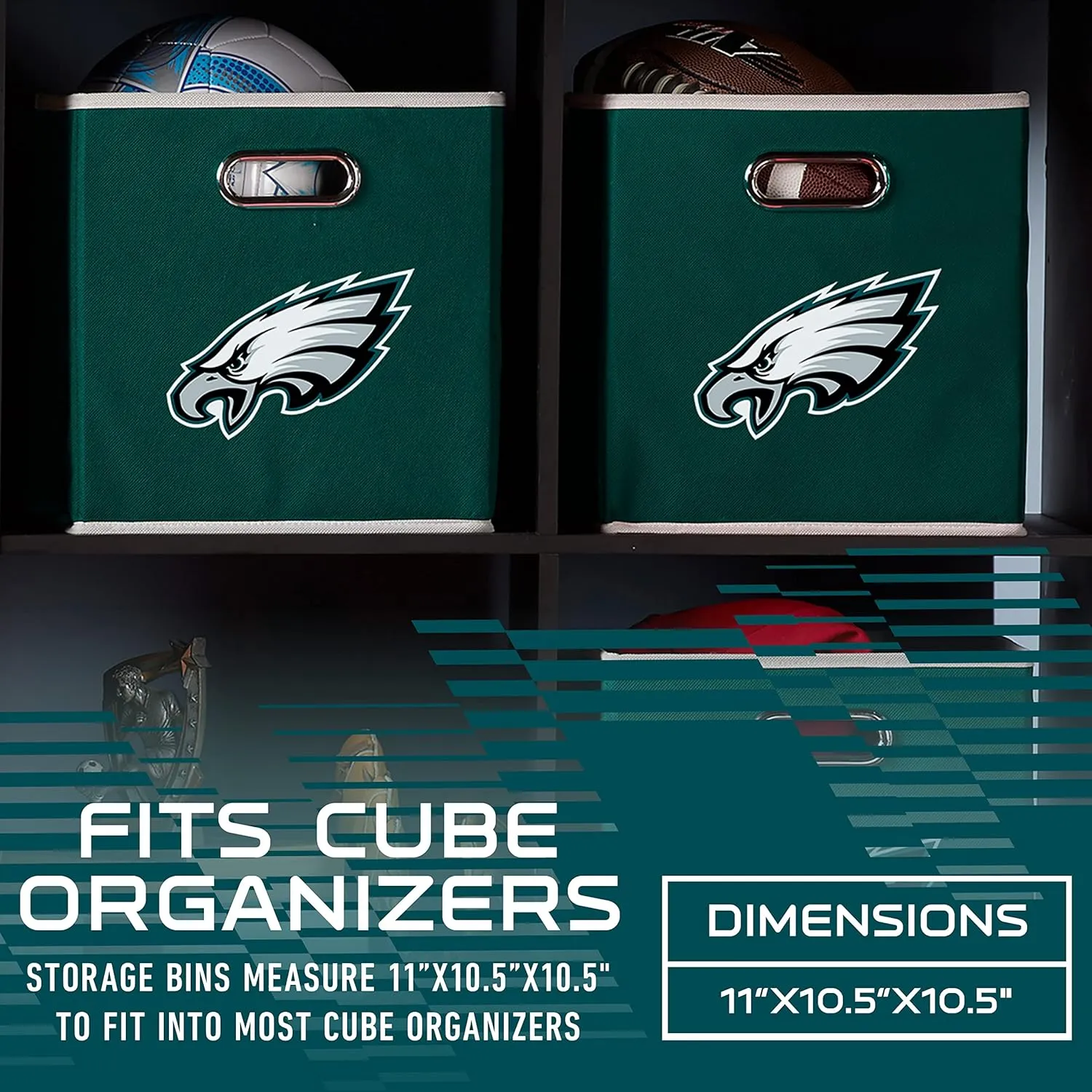 Franklin Sports NFL Storage Bins - Collapsible Cube Container   Storage Basket - NFL Office, Bedroom   Living Room Décor - 11"x11"