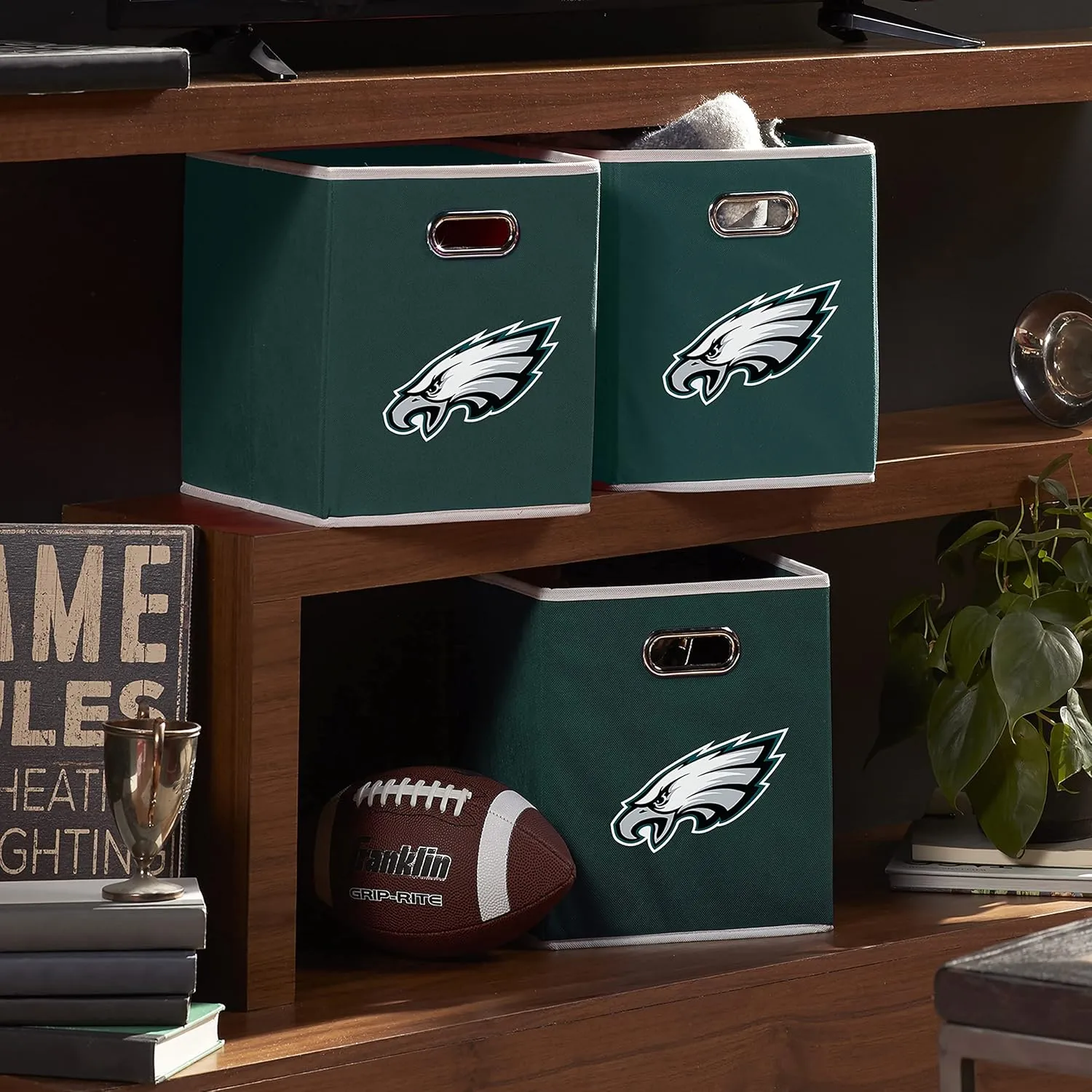 Franklin Sports NFL Storage Bins - Collapsible Cube Container   Storage Basket - NFL Office, Bedroom   Living Room Décor - 11"x11"