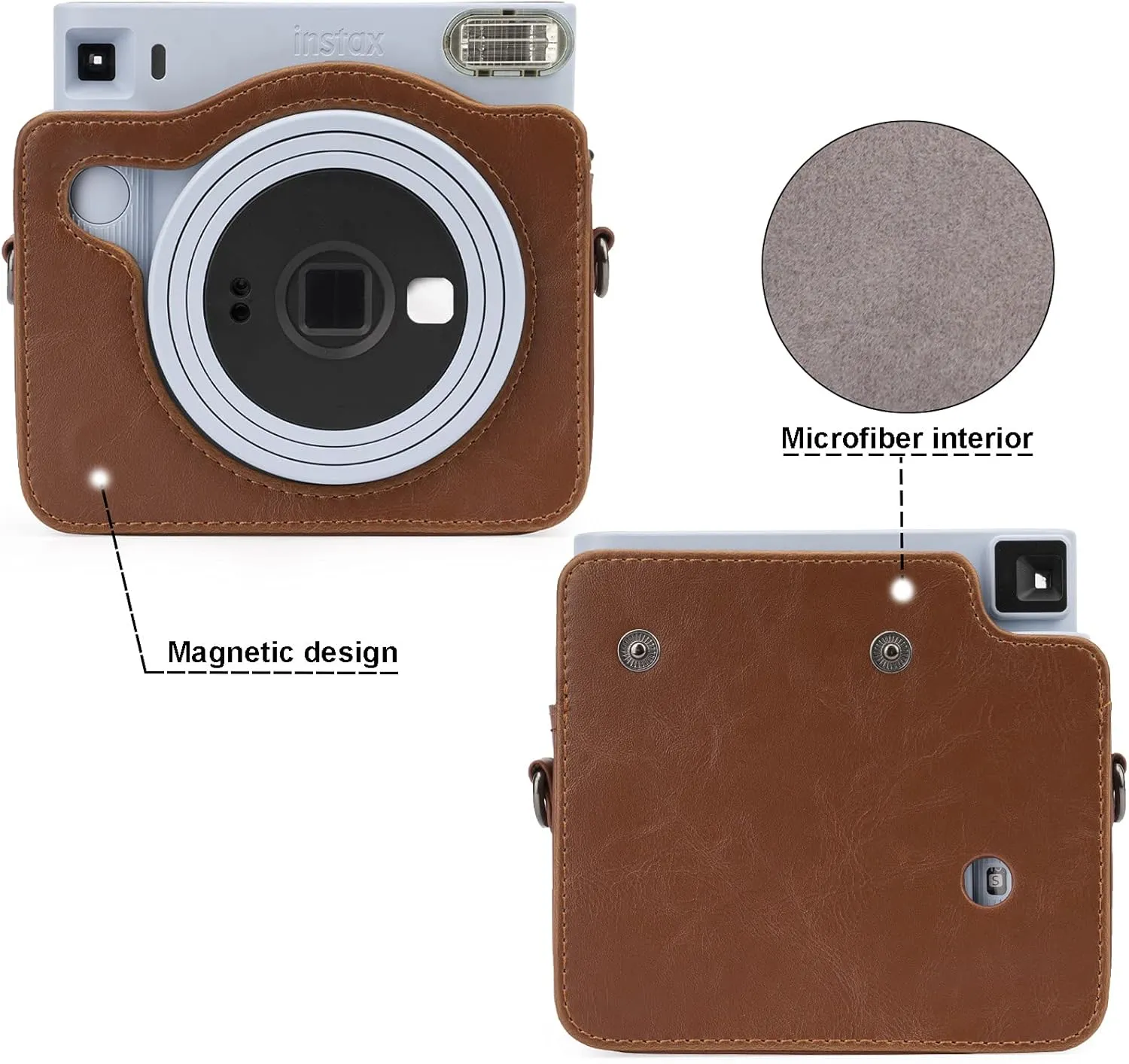 Frankmate Protective Case Compatible with Fujifilm Instax Square SQ1 Instant Film Camera, PU Leather Compact Case Bag with Adjustable Shoulder Strap