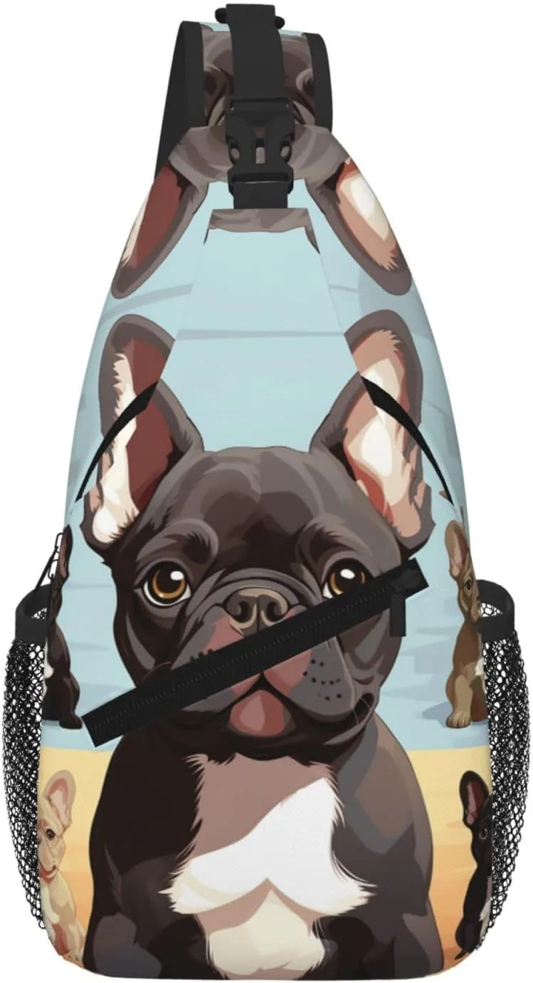 French Bulldog Dog Cute Sling Bag For Women Men Travel Hiking Backpack Crossbody Shoulder Chest Bags Casual Daypack