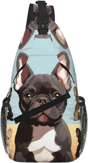 French Bulldog Dog Cute Sling Bag For Women Men Travel Hiking Backpack Crossbody Shoulder Chest Bags Casual Daypack