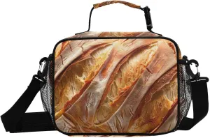 Freshly Baked Texture Lunch Box for Men Women Insulated Lunch Bag for Travel, Work, Picnic, Reusable Cooler Tote Bag with Adjustable Shoulder Strap
