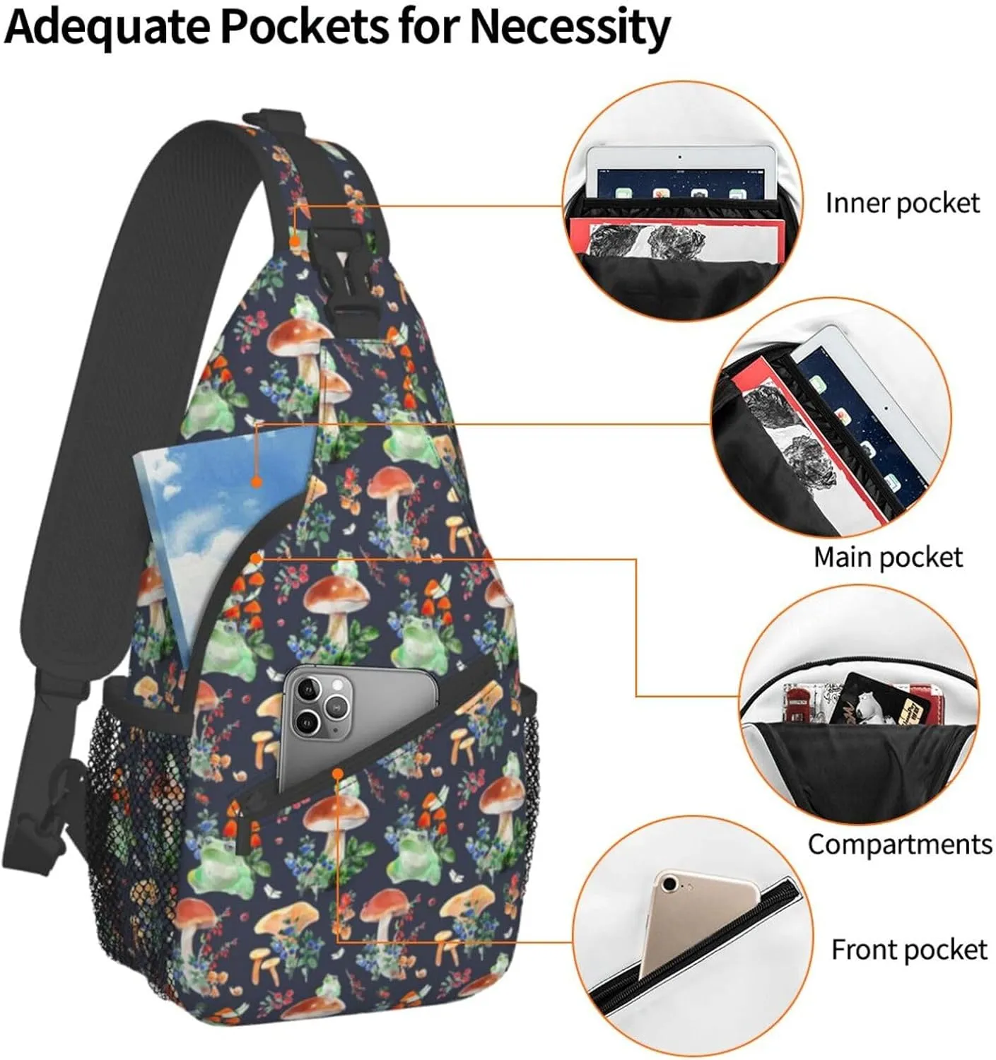 Frog Sling Backpack Chest Bag Crossbody Shoulder Bag Gym Cycling Travel Hiking Daypack For Men Women