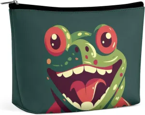 Frog with Mouth Open Travel Makeup Bag Large Toiletry Bag for Women Waterproof Cosmetic Bags for Purse Portable Makeup Organizer Bags Cute Zipper Pouch Cosmetic Pouch Funny Travel Makeupbag