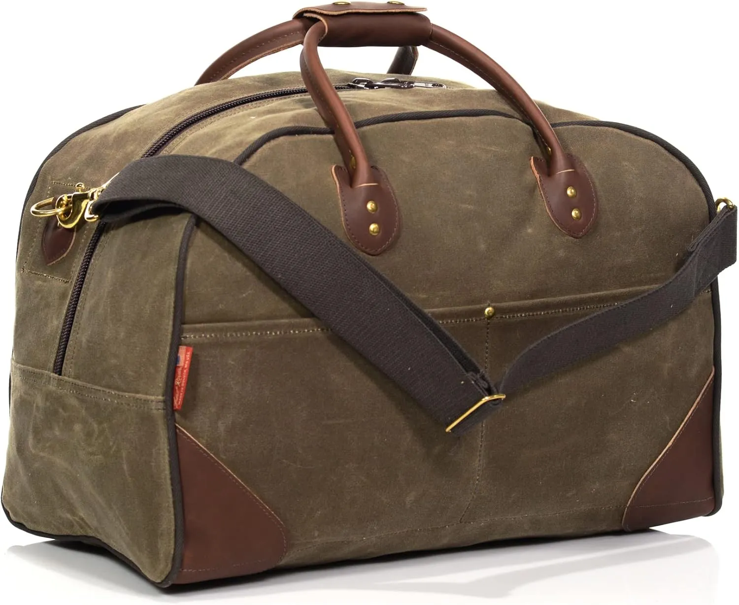 Frost River Curtis Flight Bag - Waxed Canvas and Leather Carry On Luggage Pack, Durable Weekender with Outside Access Pockets, Carry On, 45 Liter, Field Tan