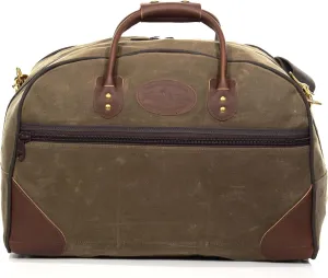 Frost River Curtis Flight Bag - Waxed Canvas and Leather Carry On Luggage Pack, Durable Weekender with Outside Access Pockets, Carry On, 45 Liter, Field Tan