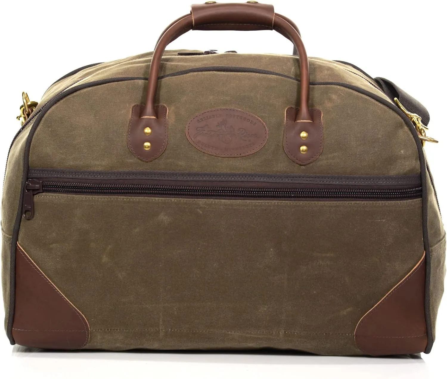 Frost River Curtis Flight Bag - Waxed Canvas and Leather Carry On Luggage Pack, Durable Weekender with Outside Access Pockets, Carry On, 45 Liter, Field Tan