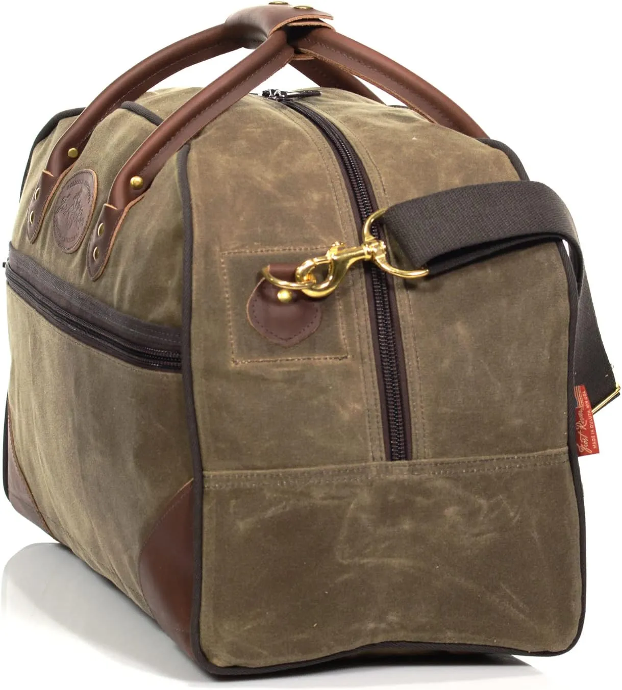 Frost River Curtis Flight Bag - Waxed Canvas and Leather Carry On Luggage Pack, Durable Weekender with Outside Access Pockets, Carry On, 45 Liter, Field Tan