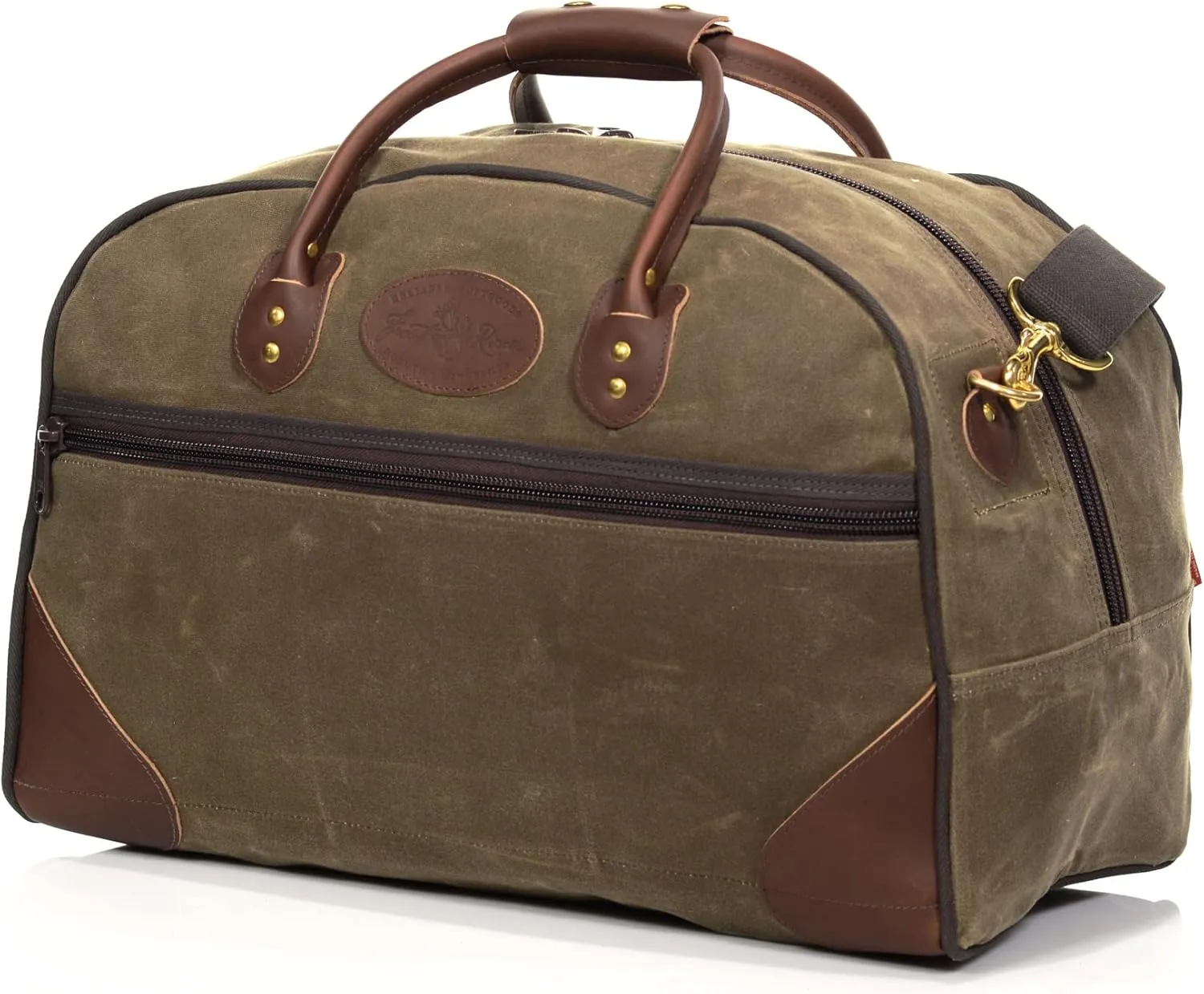 Frost River Curtis Flight Bag - Waxed Canvas and Leather Carry On Luggage Pack, Durable Weekender with Outside Access Pockets, Carry On, 45 Liter, Field Tan