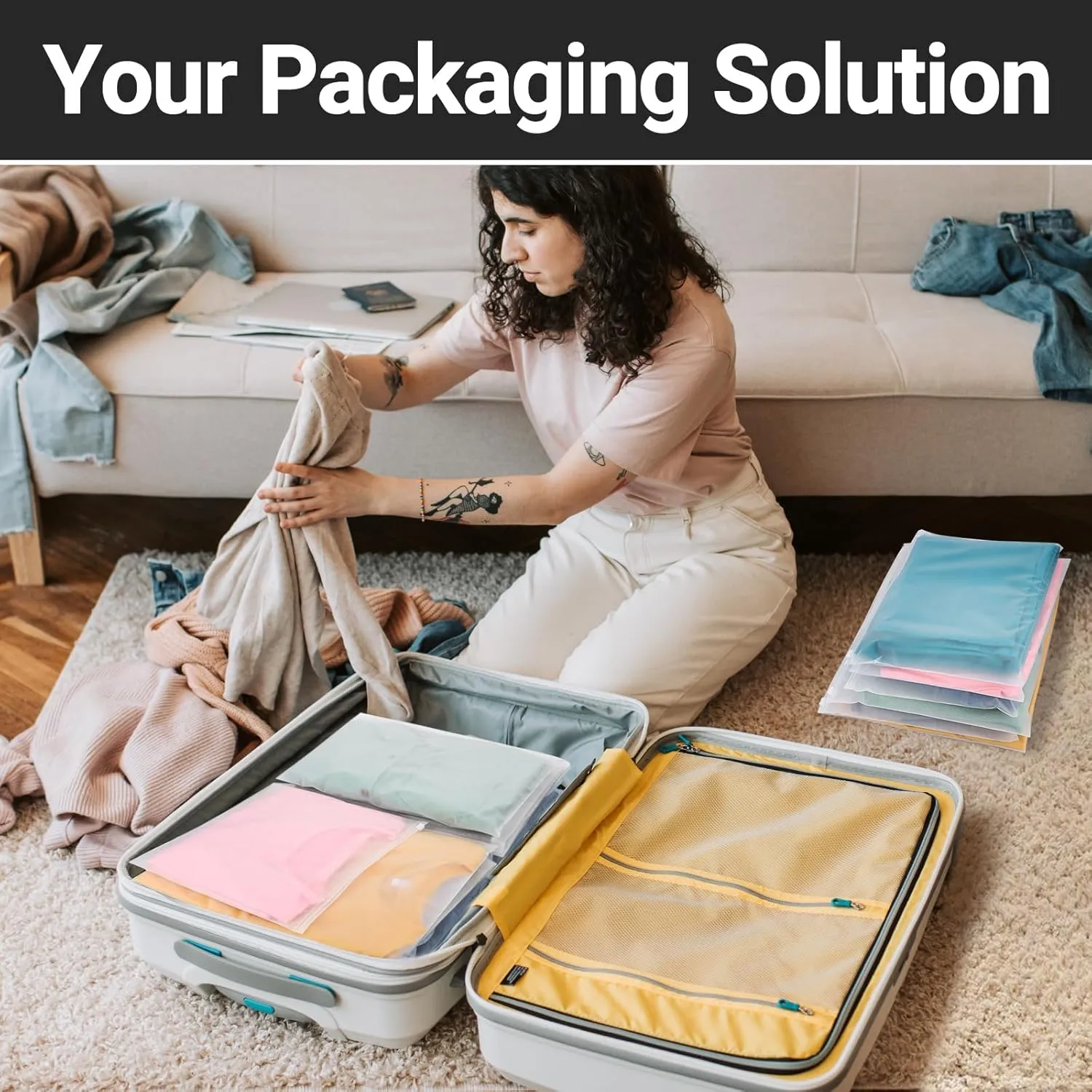 Frosted Zipper Clothing Bags, 50 Pcs 12x10 inch Waterproof Swimsuit Bags for Shipping, Travel, Packaging for Clothes, T Shirt, Jewelry, Swimsuit Organizer, 3 Mil