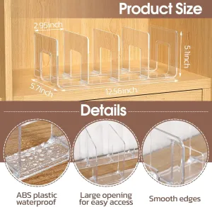 frtzal Purse Closet Organizer,Purse Organizer for Closet,Handbag Organizer,Desk File Sorter Purse, 4 Clear Handbag Storage Shelf - Plastic Clutch Dividers, transparent