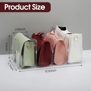 frtzal Purse Handbag Organizer 4 Sections Bag Closet Shelf Divider Purse Display Stand Handbag Storage Organizer Clear Desk File Sorter Stand Holder Bookshelf 13 x 6 x 5 Inches (2pcs wave)